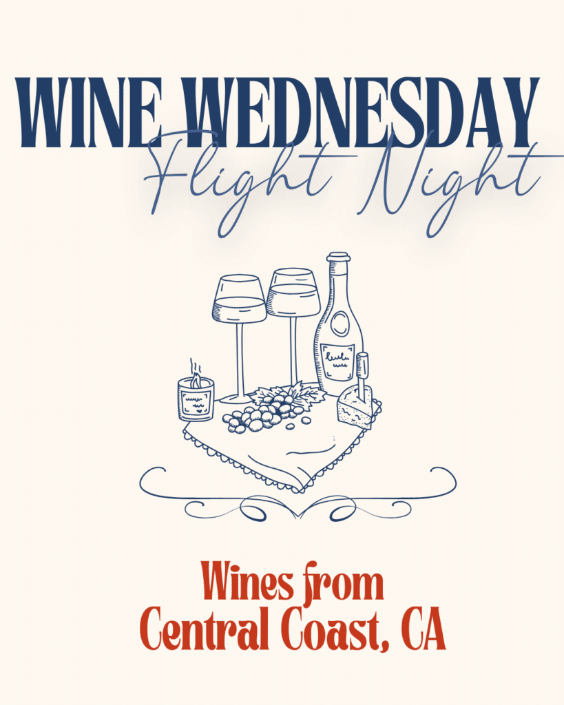 🍷 Wine Wednesday Flight Night ~ $35 Beautiful Wines from California’s Central Coast Experience the richness and coastal character of California’s Central Coast with a curated flight celebrating five incredible wines from renowned producers. From crisp, ocean-kissed whites to lush, velvety reds — this lineup is pure California elegance in a glass. 𝘛𝘩𝘦 𝘍𝘭𝘪𝘨𝘩𝘵: 🌿 Margerum Sauvignon Blanc 2024 – Fresh and vibrant with notes of lime, tropical fruit, and sea spray. 🍐 Roar Chardonnay 2023 – Silky and balanced with hints of pear, vanilla, and toasted oak. 🍒 Roar Pinot Noir 2023 – Bright red fruit and subtle spice — the essence of coastal Pinot perfection. 🍷 Margerum M5 Red Blend 2023 – A Rhône-style blend that’s plush and peppery with layers of cherry and earth. 🍫 Denner Cabernet Sauvignon 2023 – Bold and structured, with dark fruit, cocoa, and a smooth, lingering finish. Sip, savor, and celebrate California’s Central Coast — one glass at a time. C you at the Bar! 🌊✨