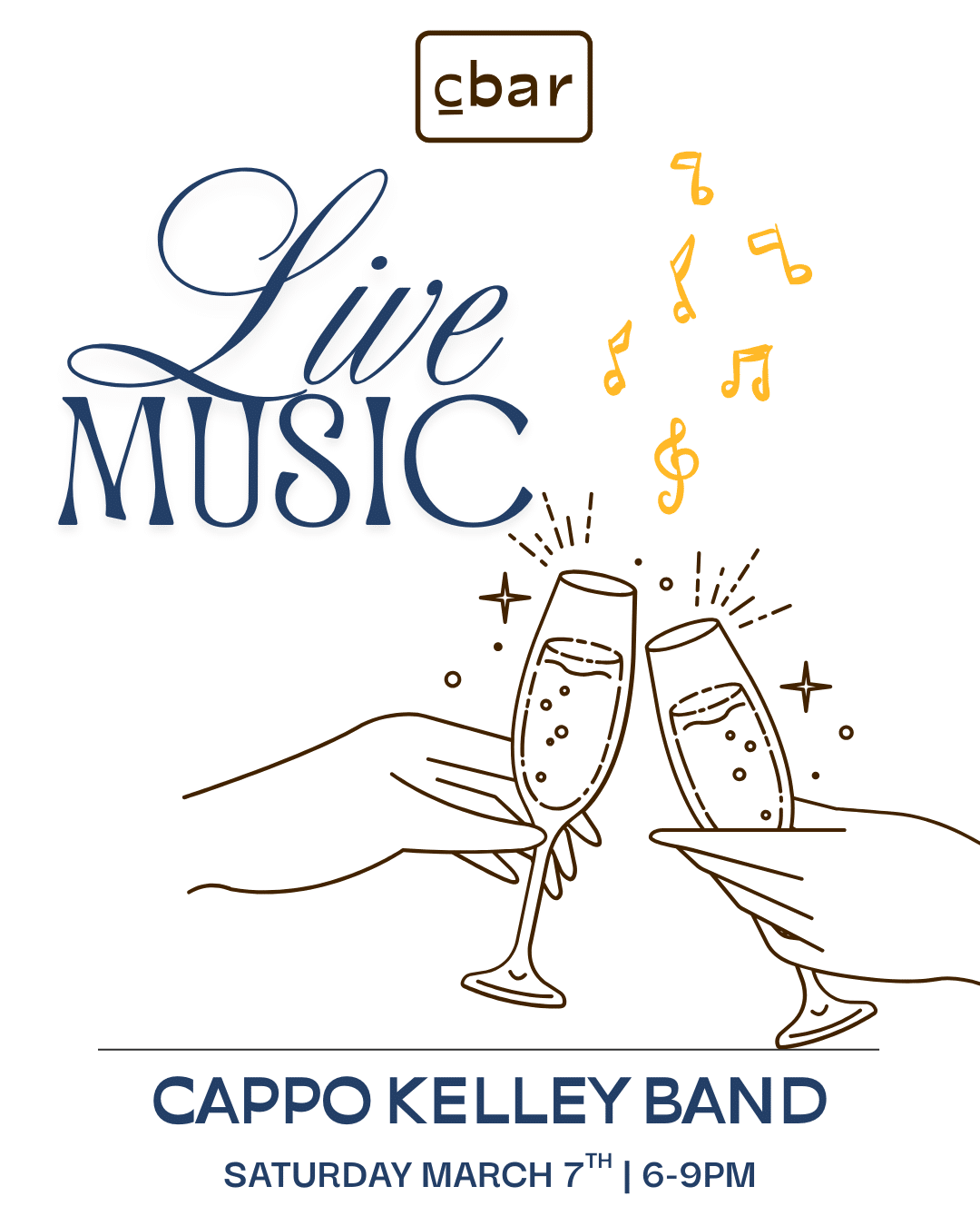 Cbar is Carlsbadโs favorite wine bar and hang out spot for locals and tourists alike, located in the heart of Carlsbad Village. Wine and dine with the touch of live music while enjoying sommelier-selected wines and an elevated chef-driven menu in a cozy, welcoming atmosphere. Evenings here fill up fast once the music begins, and itโs easy to see why โ perfect for date night, girlsโ night, or a spontaneous night out that turns into your favorite plan of the week. Walk-ins welcome when available. Reservations recommended via OpenTable.