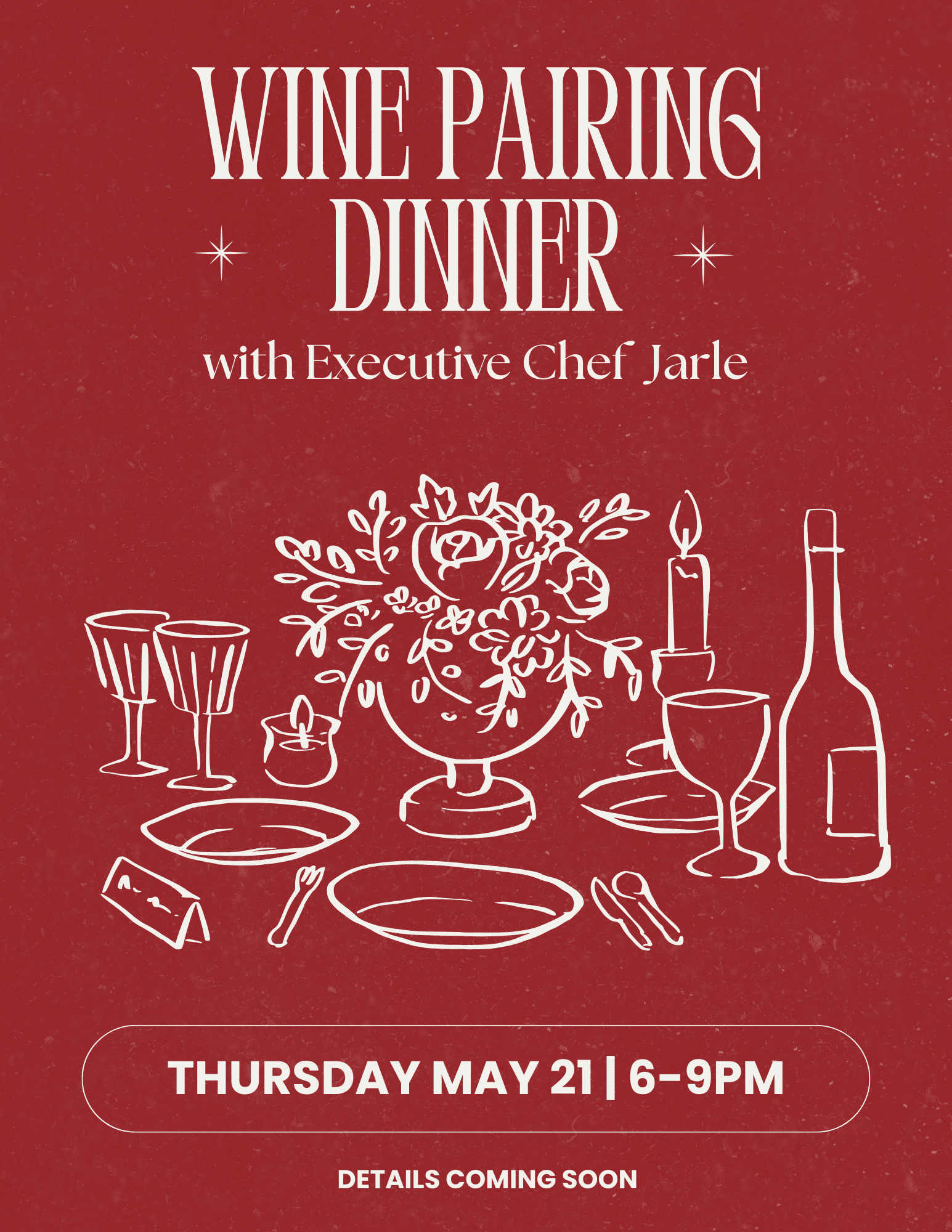Cbar Wine Pairing Dinner Save the date for an intimate evening of food and wine at Cbar. On April 21st from 6–9PM, we invite you to join us for our next wine pairing dinner in the heart of Carlsbad Village — a thoughtfully curated experience featuring chef-driven courses paired with exceptional wines. Designed for those who appreciate great food, beautiful wines, and a shared table, this is one of Cbar’s most anticipated dining experiences. Details and menu to be released soon. Seating is limited and these dinners tend to sell out — early reservations are highly recommended once released. ✨ April 21 | 6–9PM 📍 Cbar, Carlsbad Village Stay tuned. You won’t want to miss this one.