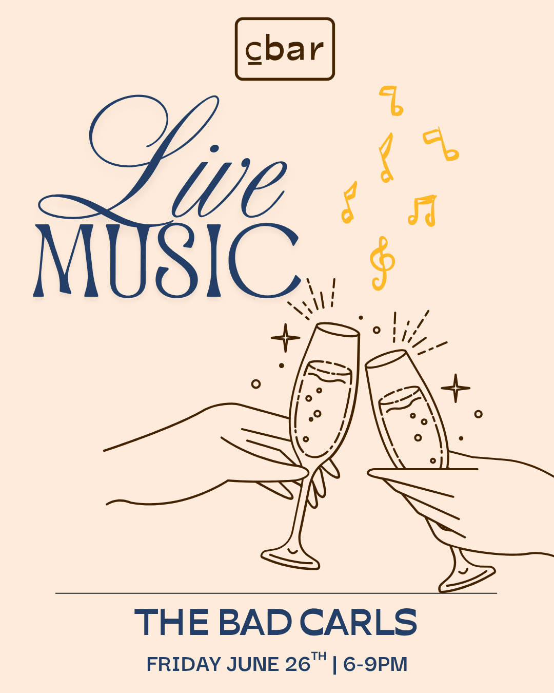 Cbar Live Music | Carlsbad Village Wine Bar & Nightlife Looking for live music in Carlsbad that actually feels like a night out? Welcome to Cbar. Tucked in the heart of Carlsbad Village, Cbar brings together live music, sommelier-selected wines, and a chef-driven menu for an experience that’s equal parts intimate and unforgettable. As the music starts, the room shifts — the energy builds, the wine flows, and suddenly, your “one glass” turns into your favorite night of the week. Perfect for date night, girls’ night, or a spontaneous evening that turns into something more. Seating fills quickly once live music begins — reservations are strongly recommended. Walk-ins welcome when available. Reserve your table here. C you at the Bar!