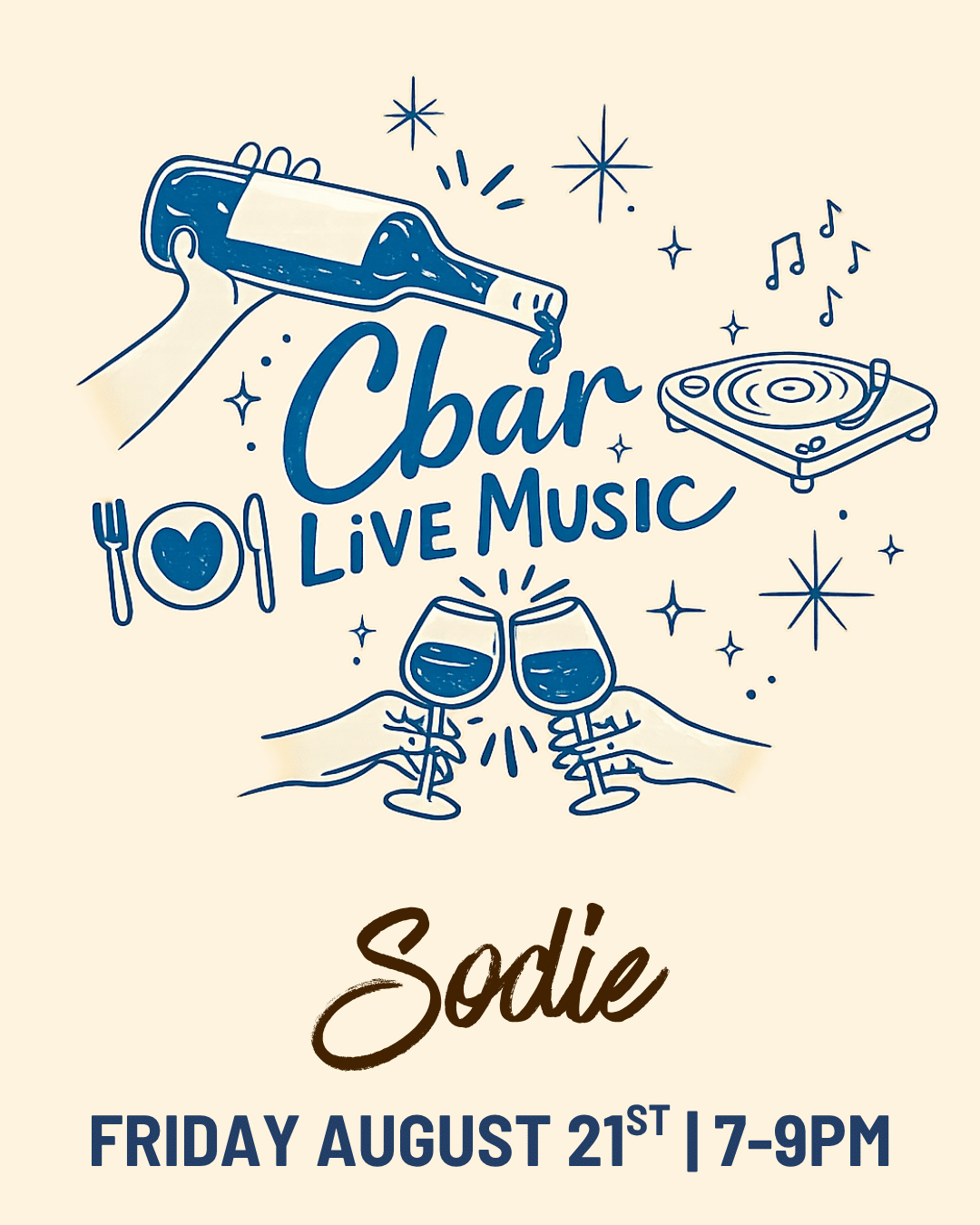 Live Music with Sodie of The Swingin' Johnsons Spend your Saturday evening at Cbar with live music from Sodie of The Swingin' Johnsons. Known for his soulful vocals, feel-good energy, and crowd-favorite covers, Sodie brings the perfect soundtrack to a night of great wine, chef-driven bites, and laid-back coastal vibes in the heart of Carlsbad Village. Gather your friends, order your favorite bottle (or flight), and settle in for an evening where the music is as good as the company. Live Music with Sodie Boutique Wines & Curated Flights Chef-Driven Coastal Cuisine Relaxed Carlsbad Village Vibes Walk-ins welcome. Reservations recommended via OpenTable. C you at the Bar.
