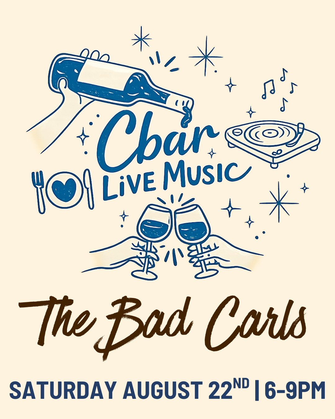 Cbar Live Music | Carlsbad Village Wine Bar & Nightlife Looking for live music in Carlsbad that actually feels like a night out? Welcome to Cbar. Tucked in the heart of Carlsbad Village, Cbar brings together live music, sommelier-selected wines, and a chef-driven menu for an experience that’s equal parts intimate and unforgettable. As the music starts, the room shifts — the energy builds, the wine flows, and suddenly, your “one glass” turns into your favorite night of the week. Perfect for date night, girls’ night, or a spontaneous evening that turns into something more. Seating fills quickly once live music begins — reservations are strongly recommended. Walk-ins welcome when available. Reserve your table here. C you at the Bar!