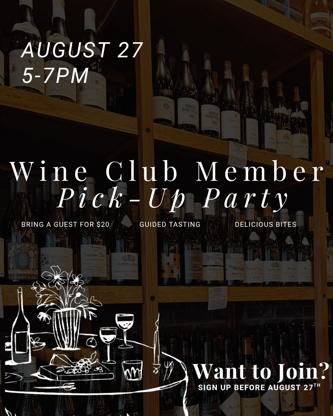 Your July wine club selection is here. Join us on Thursday, Auguat 27th from 5–7 PM for Cbar's Wine Club Member Pick-Up Party in the heart of Carlsbad Village. Pick up your monthly wine selections, connect with fellow members, and enjoy an evening celebrating great wine and community. Members are welcome to bring a guest for $20, making it the perfect opportunity to share the Club C experience with a friend. Whether you're picking up your wines, discovering new favorites, or simply enjoying a night out at your favorite Carlsbad wine bar, we look forward to raising a glass with you. Not a member yet? Join Club C today and enjoy curated wine selections, exclusive member pricing, special events, and more. Cbar | 2917 State Street, Carlsbad, CA Thursday, August 27 5–7 PM C you at the bar.